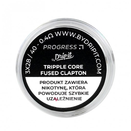 PREBUILT PROGRESS BY DRIP IT 3-CORE FUSED CLAPTON - 0.4 OHM -zdjęcie numer 1