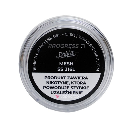 PREBUILT PROGRESS BY DRIP IT MESH SS 316L 4 SZTUKI - 0.16 OHM -zdjęcie numer 1